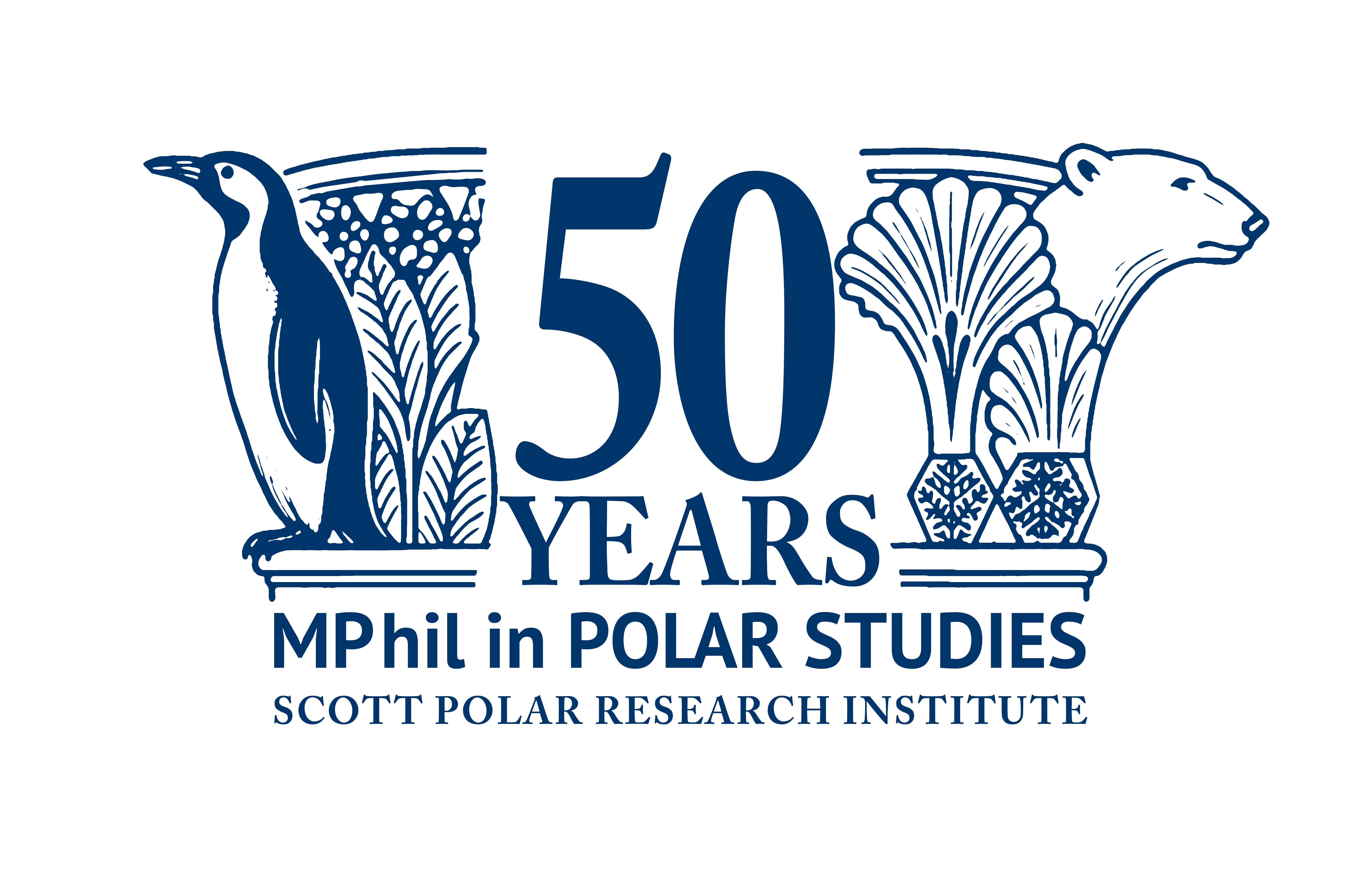 50th anniversary celebration logo with a polar bear and a penguin