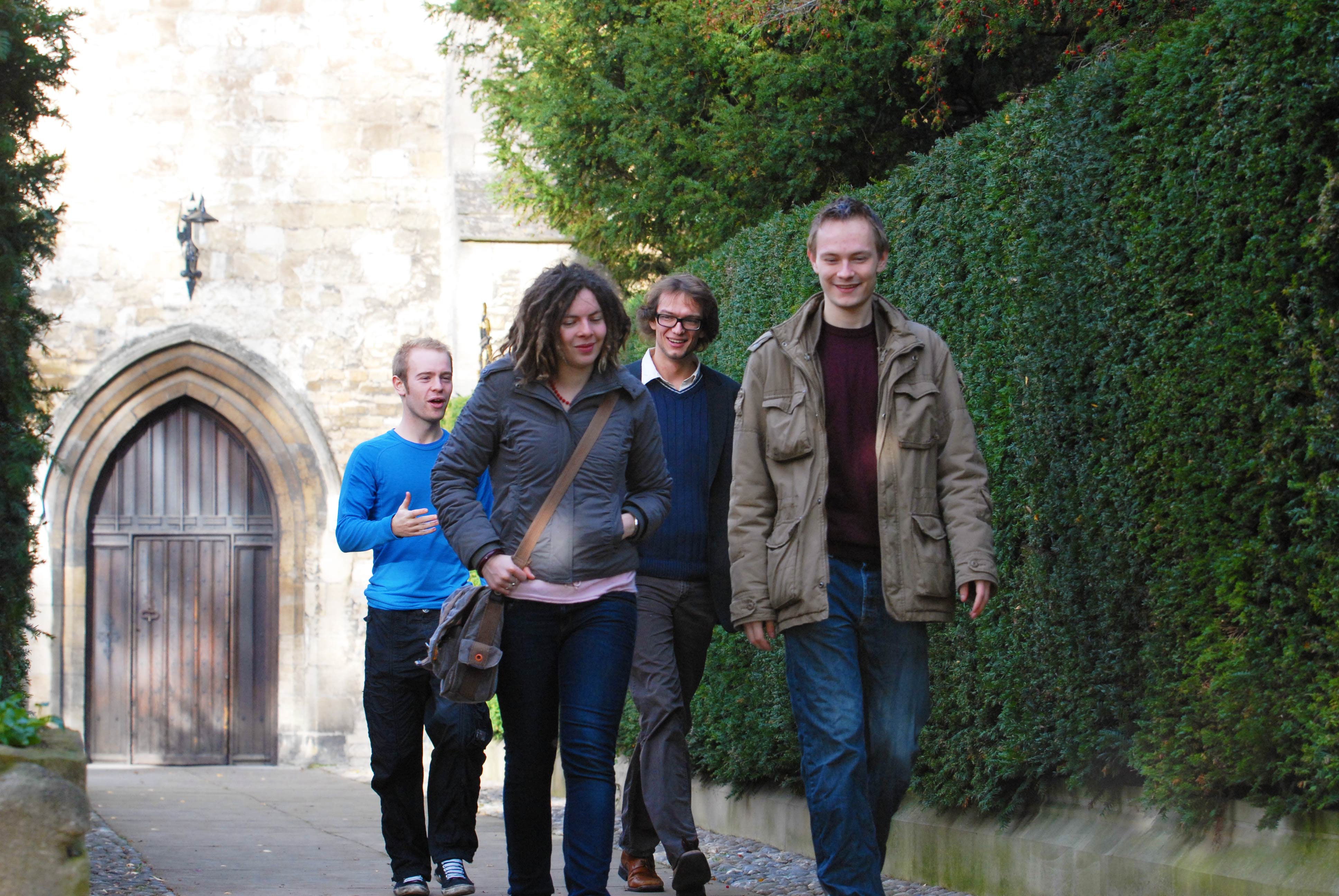 Students in front of one of our Colleges