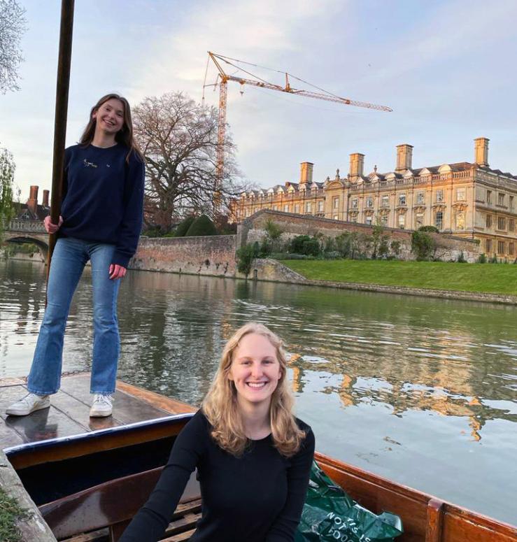 Hannah on a punt with a view over the Backs