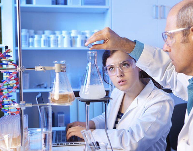 Chemistry experiment in a laboratory