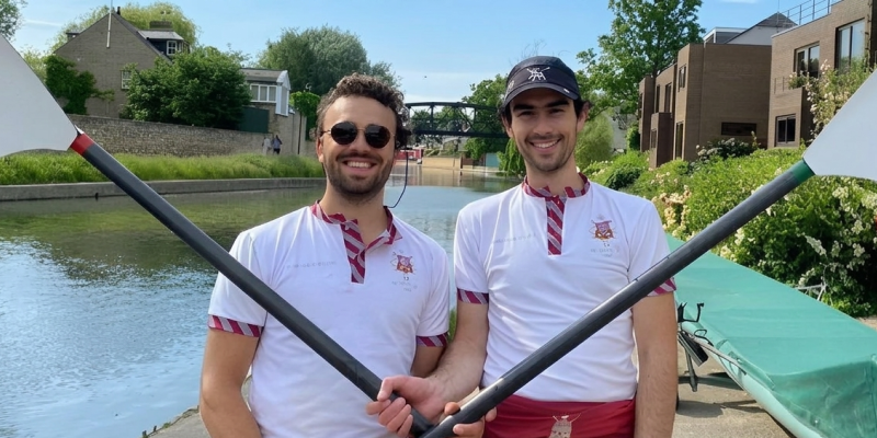 Constantin (left) with Fitzwilliam rowing team mate decorative
