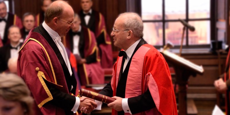 Gifford Combs is shown at his admittance to the Guild of Benefactors