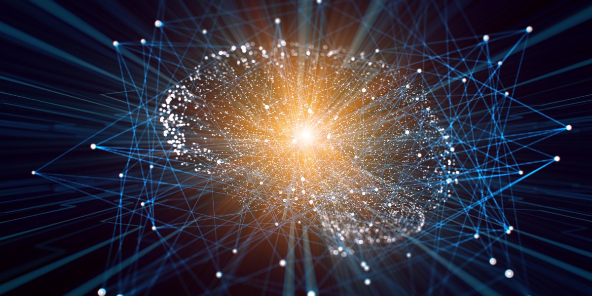 pattern of lights forming the shape of a human brain