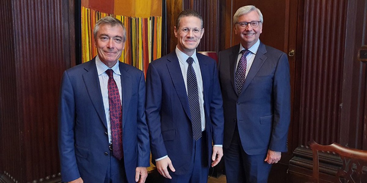 Professor Christoph Lock, Badr Jafar, and Vice-Chancellor Professor Stephen J Toope
