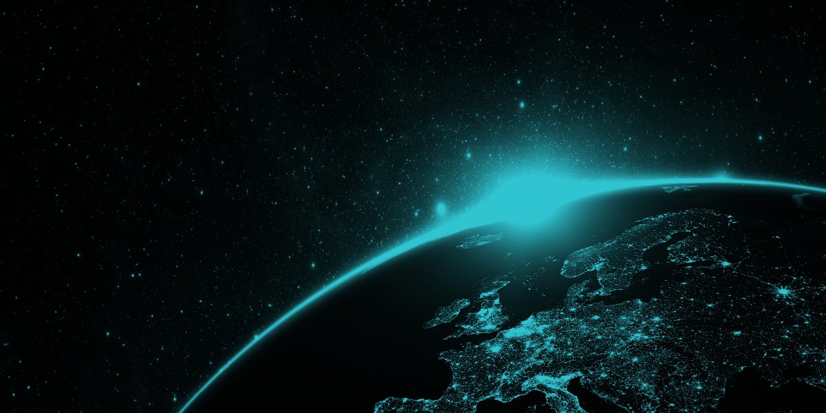 Earth seen from space tinted blue