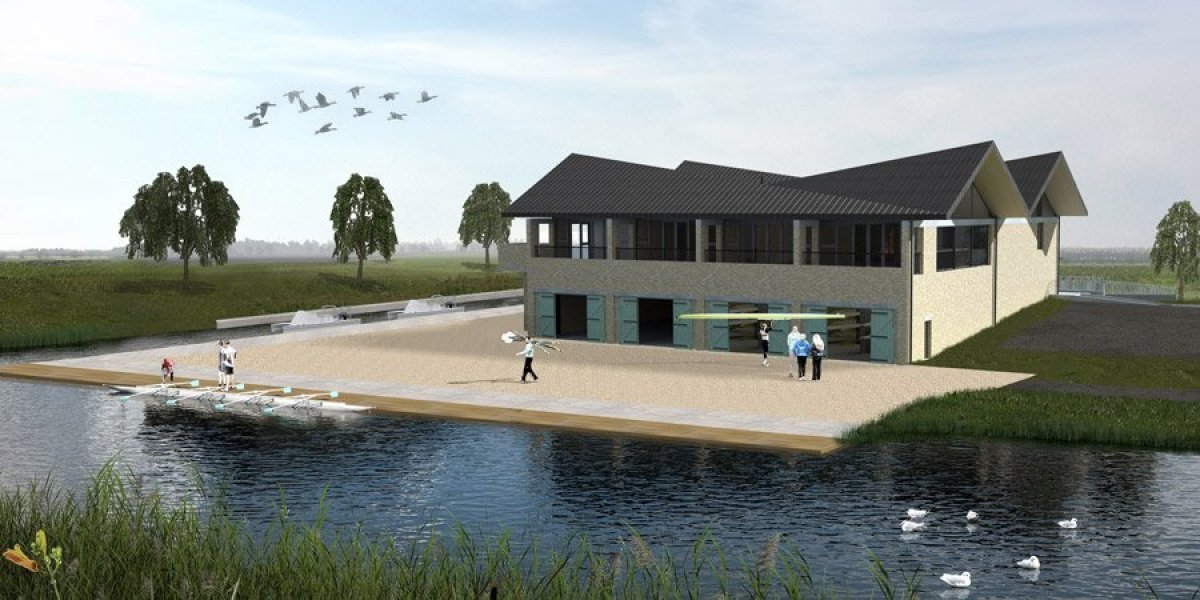An architects' drawing of the new boathouse complex