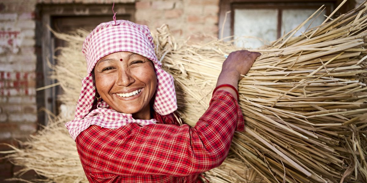 Nepali woman with crops