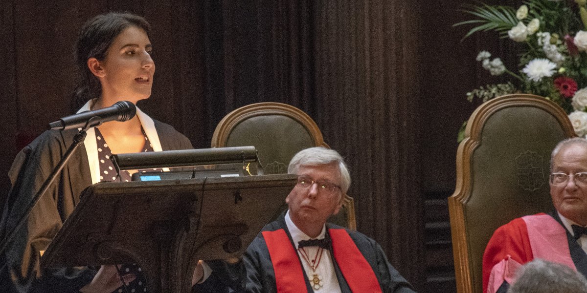 Mollie Georgiou speaking to donors at the Guild of Benefactors ceremony, 2018