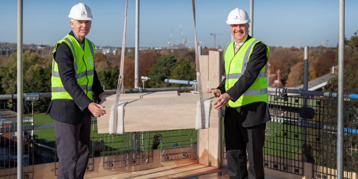 Topping out of the new library and auditorium at Selwyn College